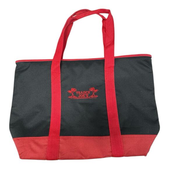 Trader Joes Black Red Extra Large Reusable Insulated Bag Lot Of 2 - Picture 2 of 7